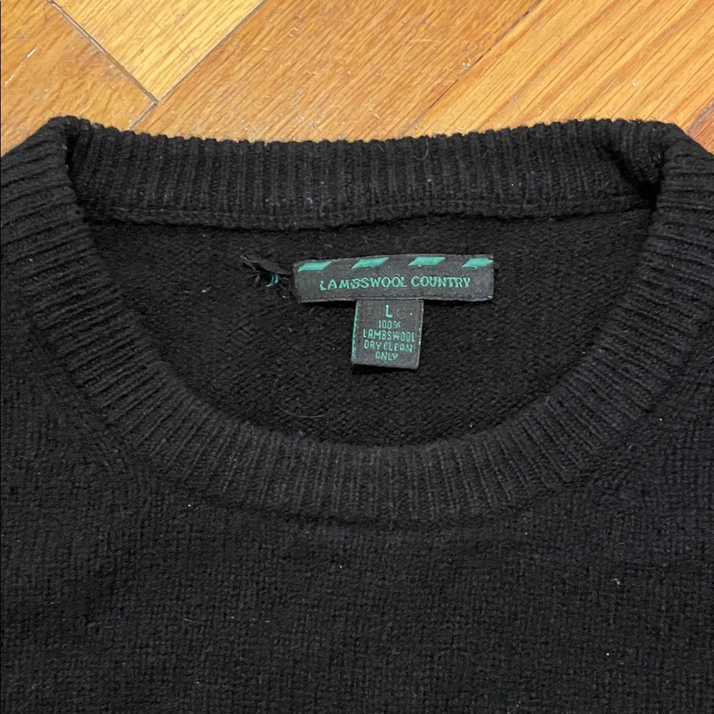 ZEITGEIST LAMBSWOOL COUNTRY Pure Lambswool Black Men's Sweater